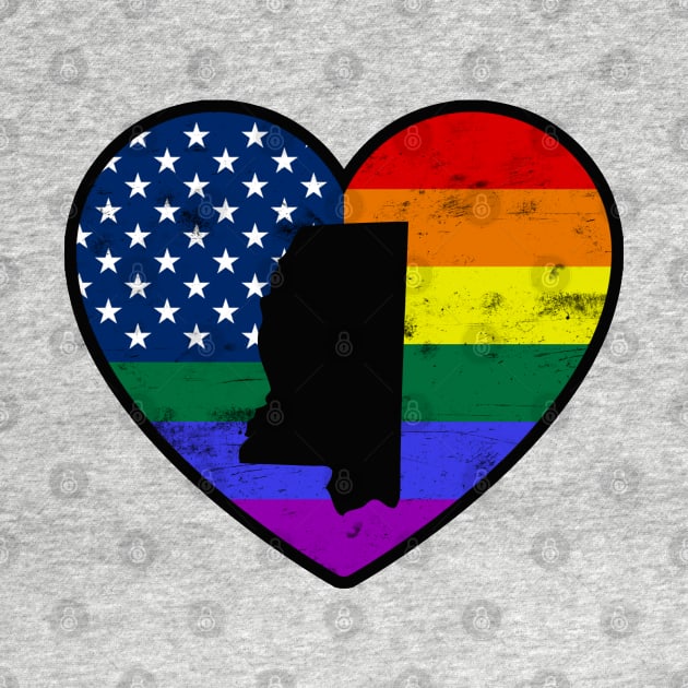 Mississippi United States Gay Pride Flag Heart by TextTees